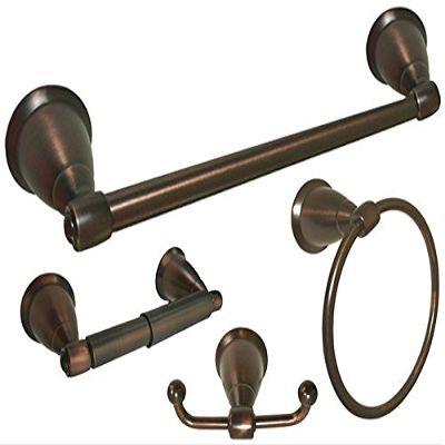 eBuilderDirect Target Oil Rubbed Bronze Bathroom Accessories 4 Pieces with 18" Towel Bar 1101