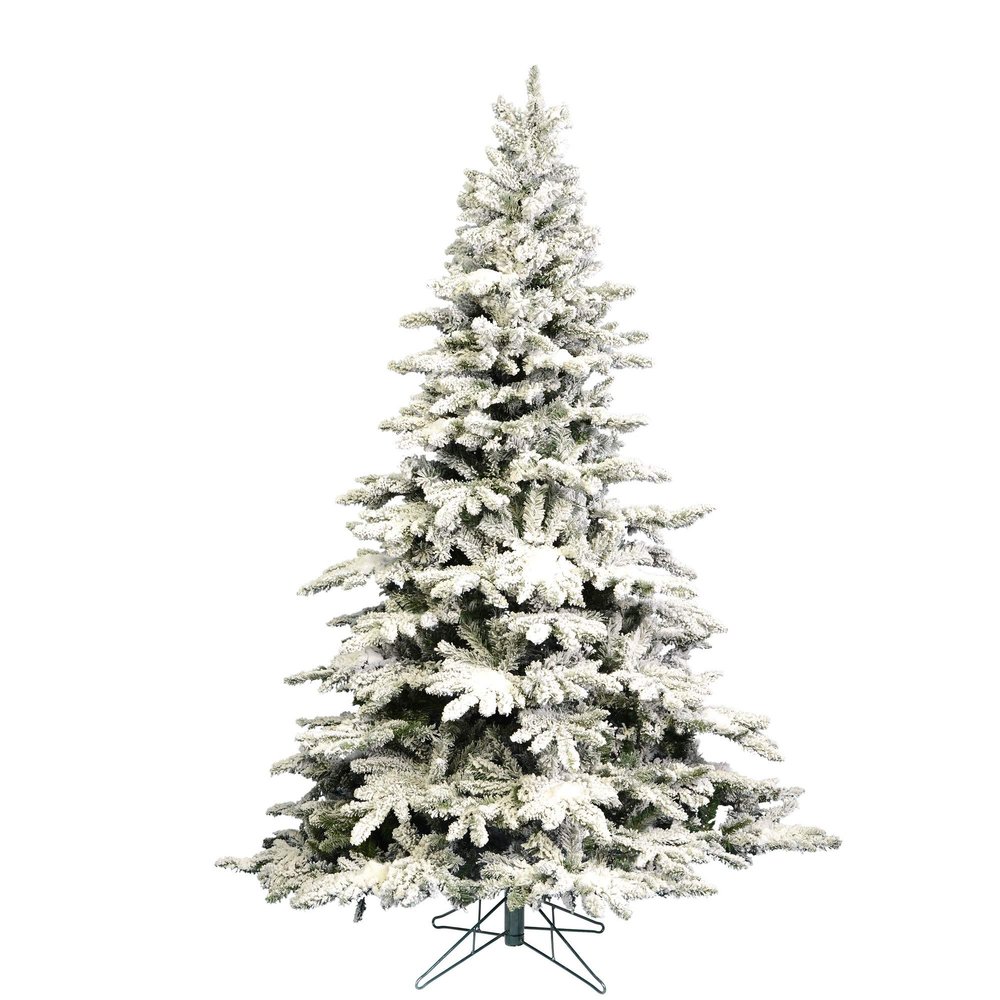 Vickerman 10' x 77'' Flocked Utica Fir Artificial Christmas Tree - Unlit - Snow Covered Faux Tree - Seasonal Indoor Home Decor - Reliable and Durable - Winter Wonderland Tree