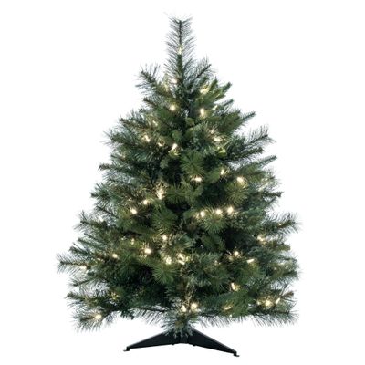 Vickerman 3' Tall Cashmere Pine Artificial Christmas Tree, 100 Warm White Dura-Lit LED Lights - 223 PVC Tips - Faux Christmas Tree - Seasonal Indoor Home Decor