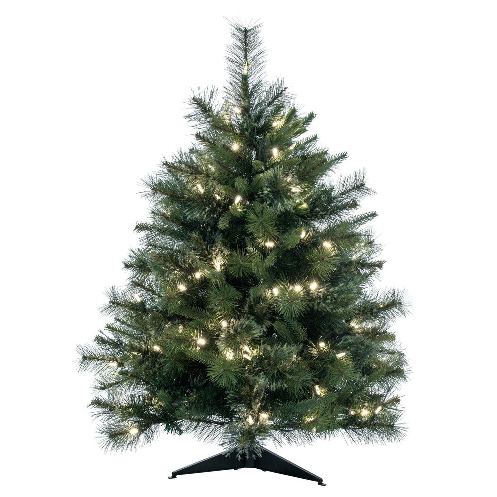 Vickerman 3' Tall Cashmere Pine Artificial Christmas Tree, 100 Warm White Dura-Lit LED Lights - 223 PVC Tips - Faux Christmas Tree - Seasonal Indoor Home Decor