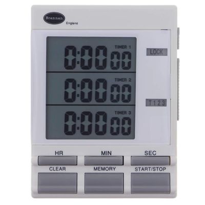 Brannan Digital Triple Kitchen Timer and Clock with Large LED Countdown Timer Numbers, Alarm, and Magnet
