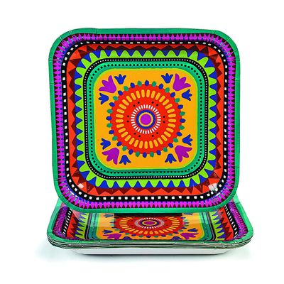Fiesta Paper Dinner Plates (8 Pieces) Boho Style for Cinco de Mayo