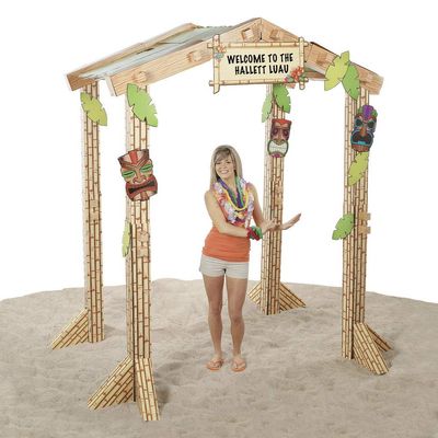 3D Cardboard Tiki Hut - Size 88 inch x 5 feet - Tropical Beach Party