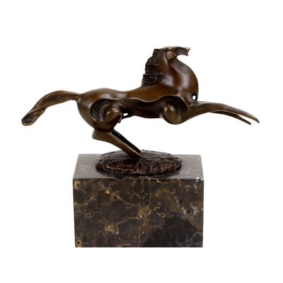 Kunst & Ambiente - Bronze Sculpture - Dynamic Stallion - Modern Art Horse - Signed Milo - Decorative Figurine - Statues for Sale - Figure on Marble Base