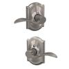 Schlage F10 ACC 619 CAM Accent Door Lever with Camelot Trim, Hall & Closet Passage Lock, Satin Nickel view 1
