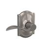 Schlage F10 ACC 619 CAM Accent Door Lever with Camelot Trim, Hall & Closet Passage Lock, Satin Nickel view 2