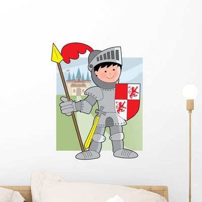 Wallmonkeys Kid Knight Wall Decal Peel and Stick Graphic WM257802 (18 in H x 14 in W)