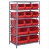 Quantum Storage Systems Wire Shelving Unit W/13 RED Bins view 1