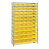 QUANTUM STORAGE SYSTEMS WR12-104YL Wire Heavy Duty 12 Shelves 74" H x 36" W x 18" D with 55 Yellow Bins 18" L x 7" W x 4" H view 1