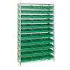 QUANTUM STORAGE SYSTEMS WR12-110GN Wire Heavy Duty 12 Shelves 74" H x 36" W x 18" D with 33 Green Bins 18" L x 12" W x 4" H view 1