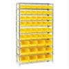QUANTUM STORAGE SYSTEMS WR10-230240YL Wire Heavy Duty 10 Shelves 74" H x 36" W x 14" D with 48 Yellow Bins Multi-Sizes view 1