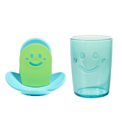 I Collection Toothbrush Cup Holder Set, Made in Japan, Toothbrush Stand, Floating Storage, Stylish, Cute, Blue, Blue, Toothpaste Cup, Cup Holder, Toothbrush Holder, Suction Cup, Smoothing Mark,