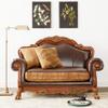 Acme Dresden Loveseat w/2 Pillows in Brown Synthetic Leather & in Cherry Oak view 2
