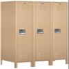 Salsbury Industries Assembled 1-Tier Standard Metal Locker with Three Wide Storage Units, 6-Feet High by 18-Inch Deep, Tan view 1