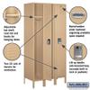 Salsbury Industries Assembled 1-Tier Standard Metal Locker with Three Wide Storage Units, 6-Feet High by 18-Inch Deep, Tan view 2