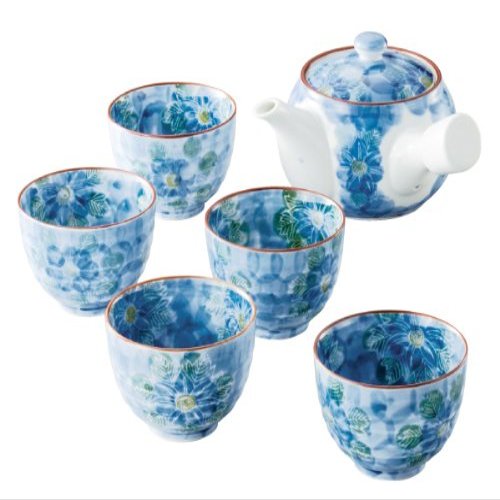 Arita Ware Inner and Outdoor Teppenka Teapot Tea Set (1 Teapot, Set of 5 Teacups)