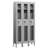 Salsbury Industries Assembled 1-Tier See-Through Metal Locker with Three Wide Storage Units, 6-Feet High by 18-Inch Deep, Gray view 1