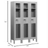 Salsbury Industries Assembled 1-Tier See-Through Metal Locker with Three Wide Storage Units, 6-Feet High by 18-Inch Deep, Gray view 2