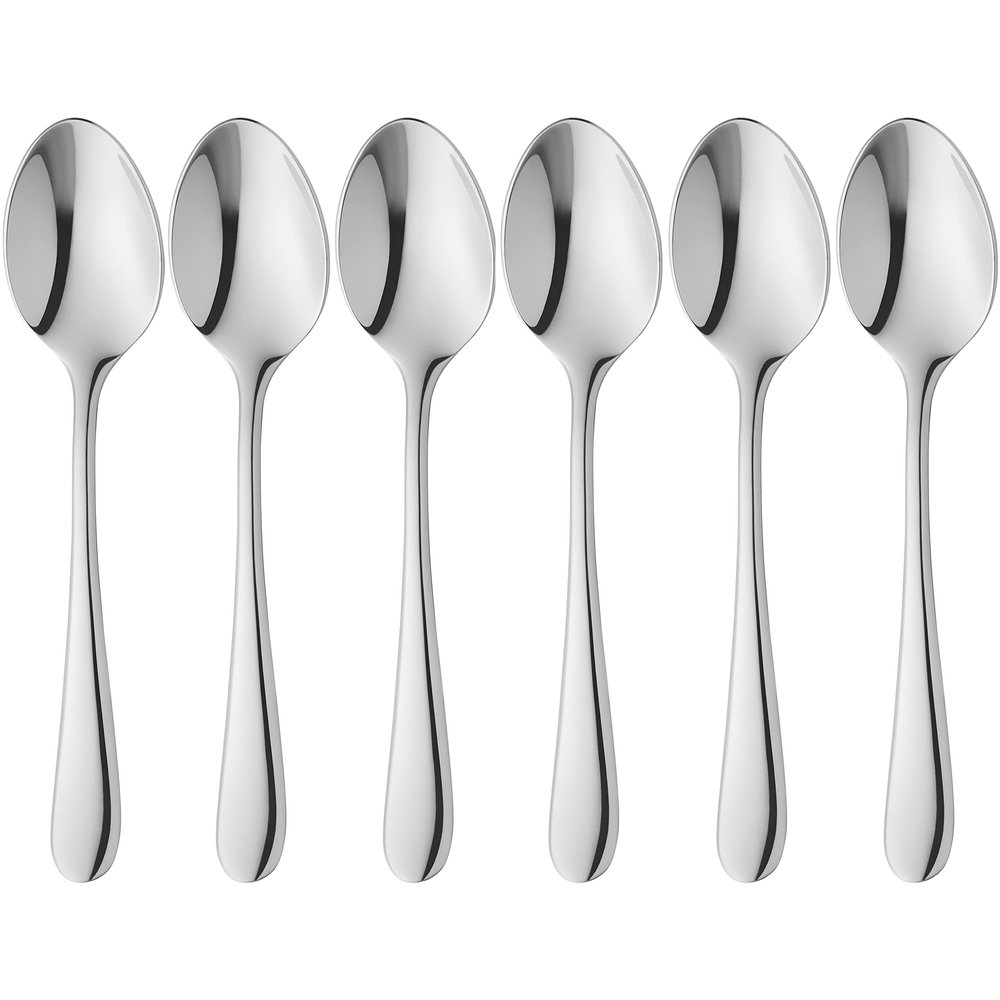 WMF Espresso Spoons Set of 6 Merit Cromargan Protect Steel Extremely Scratch Resistant Polished