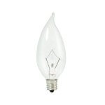 Bulbrite 460325 20PK - 25W - Flame Tip CA10 - E12 Base - 120V - 2600K- 3000Hr - Dimmable - Clear - Krystal Touch Krypton