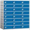 Salsbury Industries Assembled 8-Tier Plastic Locker with Three Wide Storage Units, 738.25-Inch High by 18-Inch Deep, Blue view 1