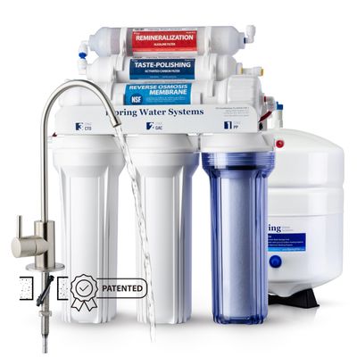 iSpring RCC7AK, NSF Certified, 75 GPD, Alkaline 6-Stage Reverse Osmosis System, pH+ Remineralization RO Water Filter System Under Sink, Patented Top-Mounted Faucet Design for Easy Installation
