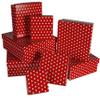OOTB Red Gift Boxes with White dot, Set of 8, Paper, 22.5 x 22.5 x 8 view 1