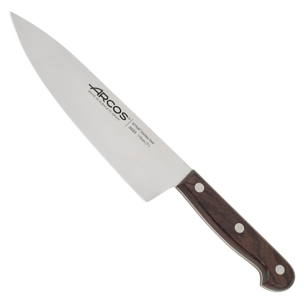 Arcos Atlantico Series 175mm Chef's Knife. Precision Crafted with High-Quality Stainless Steel in Elegant Blue Color for Effortless Cutting and Chopping. Series Atlantico. Color Brown.