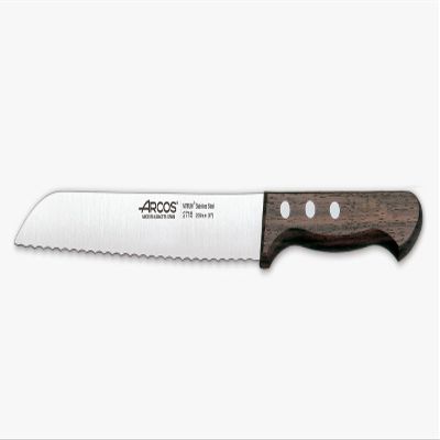 Arcos Bread Knife 8 Inch Nitrum Stainless Steel and 200 mm blade. Obtain a great variety of cuts for your food. Ideal knife for daily domestic use. Series Atlantico. Color Black