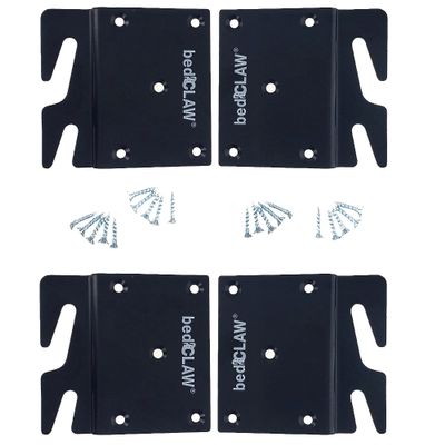 Bed Claw Retro-Hook Plates for Wooden Bed Rail Restoration, Set of 4 with Screws, Bed Frame