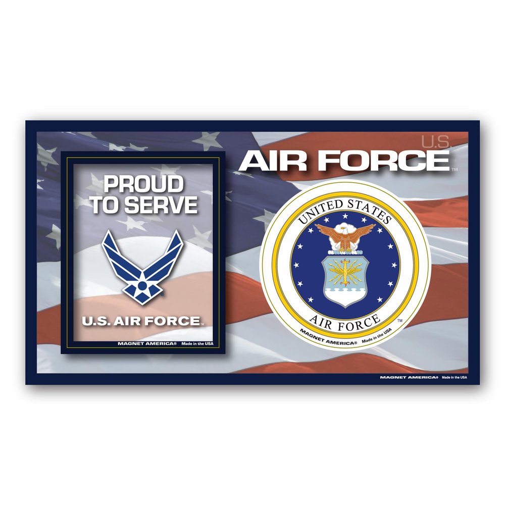 Air Force Photo Frame Magnet by Magnet America is 5.25" x 9" Made for Refrigerators Or Any Magnetic Receptive Materials