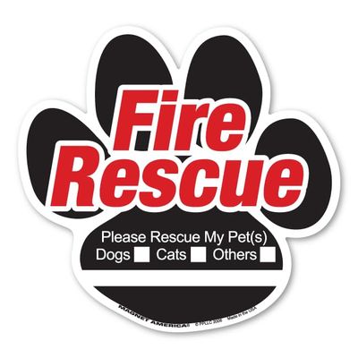 Animal Fire Rescue Paw Inside Static Cling by Magnet America is 5.125" x 4.875" Made for Windows