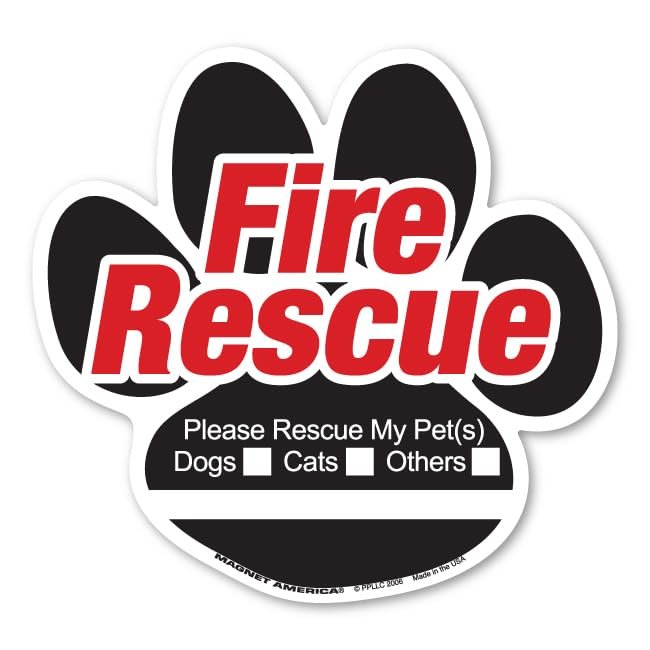 Animal Fire Rescue Paw Inside Static Cling by Magnet America is 5.125" x 4.875" Made for Windows