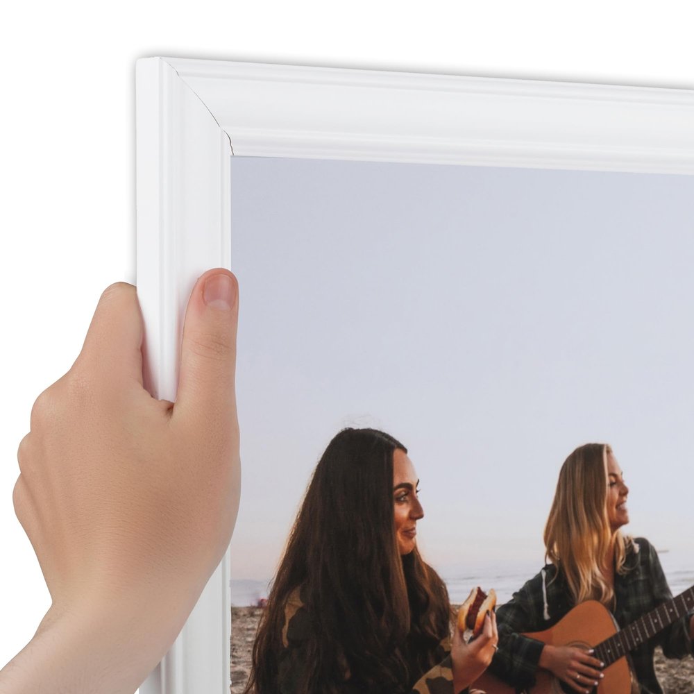 ArtToFrames 8x16 Inch White Picture Frame, This 1.25 Inch Custom Poster Frame is White | Comes with Regular Glass and Corrugated Backing