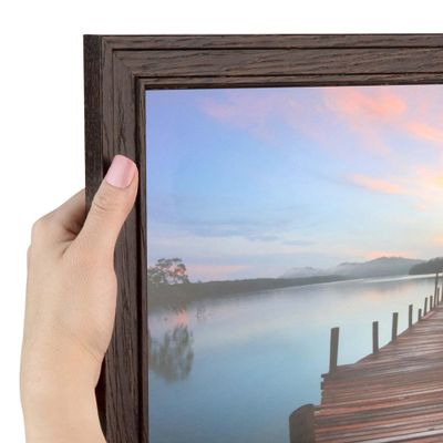 ArtToFrames 18x34 Inch Brown Picture Frame, This 1.125" Custom Wood Poster Frame is Walnut Stain on Red Oak, for Your Art or Photos - Comes with 060 Plexi Glass, 2WOM0066-80209-YWAL-18x34