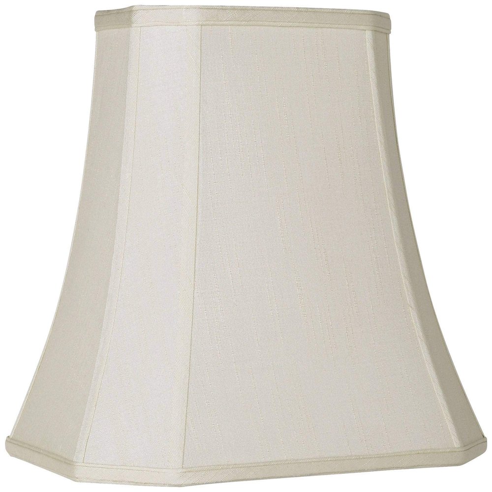 Creme Large Rectangle Cut Corner Lamp Shade 10" Wide x 7" Deep at Top and 16" Wide x 12" Deep at Bottom and 13" Slant x 12.5" H (Spider) Replacement with Harp and Finial - Springcrest