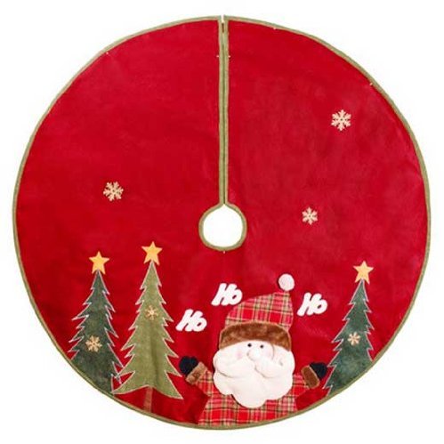 48" Red Tree Skirt With Happy Santa