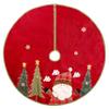 48" Red Tree Skirt With Happy Santa view 1
