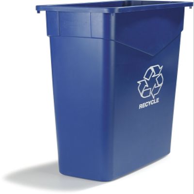 Carlisle FoodService Products TrimLine Rectangle RECYCLE Waste Container, 23 Gallons, Blue