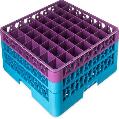 CFS OptiClean 49-Compartment Glass Rack with 2 Extenders Lavender