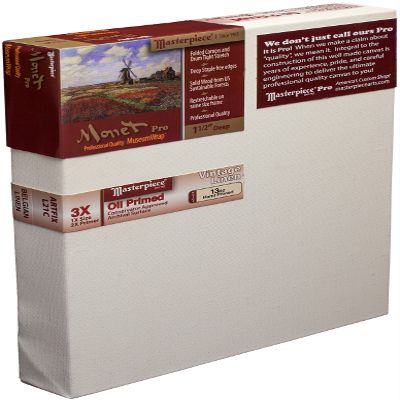 MASTERPIECE 44101 Monet Pro 1.5" Deep Vintage L21C Belgian Linen 13.0 oz Oil Primed Linen Stretched Canvas 4" x 4"