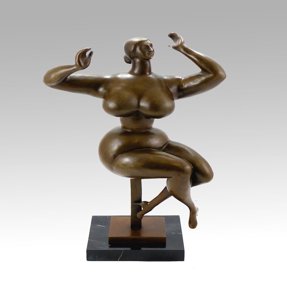 Kunst & Ambiente - Bronze Statue - Seated Woman with Upraised Arm - Signed Gaston Lachaise - Sculptures for Sale - Decorative Figurine - Figure on Marble Base