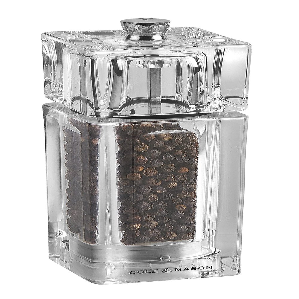 Cole & Mason Precision Grind Cube Pepper Mill, Acrylic/Clear, 14.5 cm