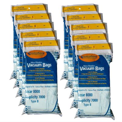 60 Riccar 8000 & Simplicity 7000 Type B Vaccum Bags, Upright, Commercial Vacuum Cleaners, 8000, 7000, 7200, 7250, 7300, 7350, 7700, 7750, 7900, 7950