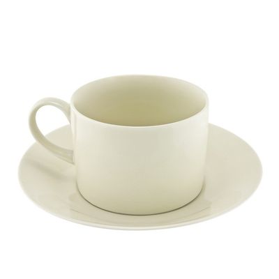 10 Strawberry Street Royal Cream 8 Oz Can Cup and Saucer, Set of 6, Cream