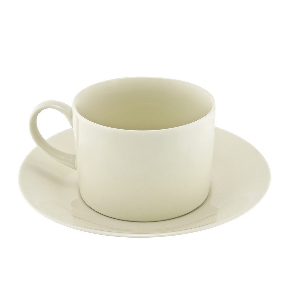 10 Strawberry Street Royal Cream 8 Oz Can Cup and Saucer, Set of 6, Cream