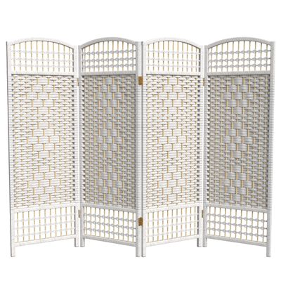 4 ft. Short Fiber Weave Folding Screen - White - 4 Panels