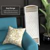 4 ft. Short Fiber Weave Folding Screen - White - 4 Panels view 3