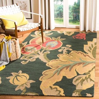 SAFAVIEH Jardin Collection Accent Rug - 3' x 5', Black & Multi, Handmade Floral Wool, Ideal for High Traffic Areas in Entryway, Living Room, Bedroom (JAR324A)