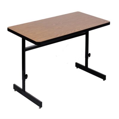 Correll 24"x72" Adjustable Height Training & Computer Tables, Medium Oak High Pressure Laminate, Computer Work Station (CSA2472-06)